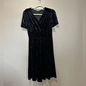 Mikarose Black Velvet Wrap Midi Dress - Women